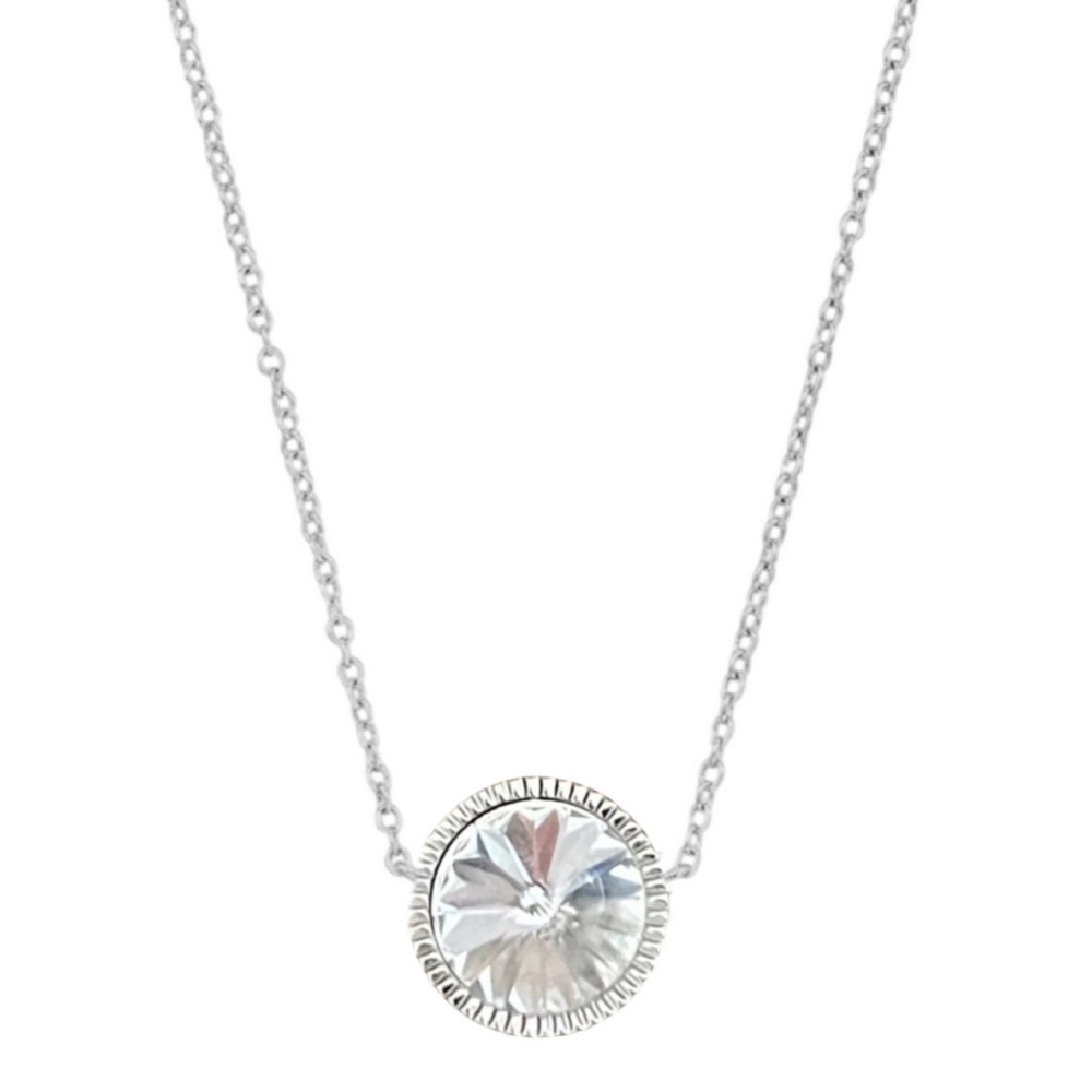 SHY SIREN • Silver Rivoli Crystal Clear Shy Siren Necklace